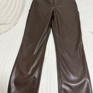Abercrombie & Fitch Dark Brown Curve Love Leather Pants